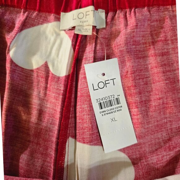 Loft Sleep Scattered Heart Pajama Pants Tango Red Plus Size 1X NWT - Picture 4 of 5